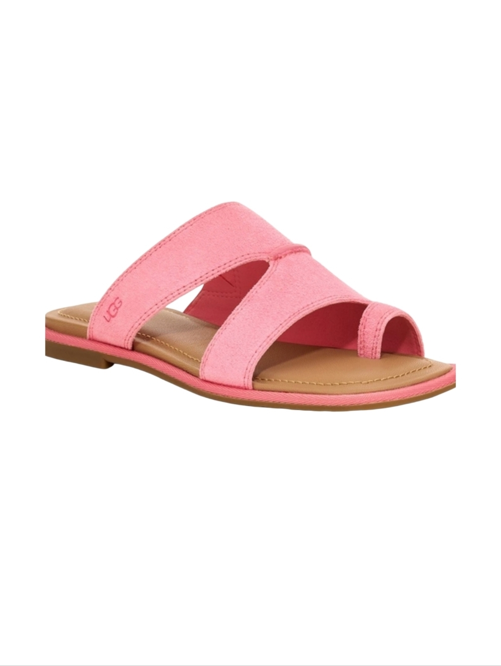 Size 6.5  UGG Pink Flat Leather Slip On Comfy Sandals